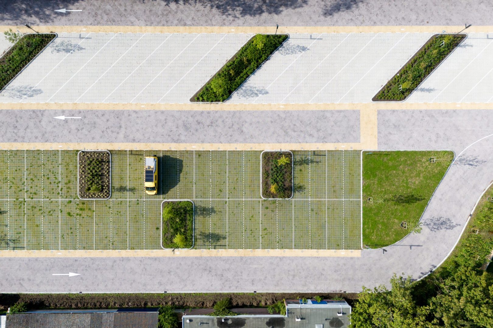 BVB Landscaping substraat groene parkeerplaats Kinderdijk drone bovenaanzicht